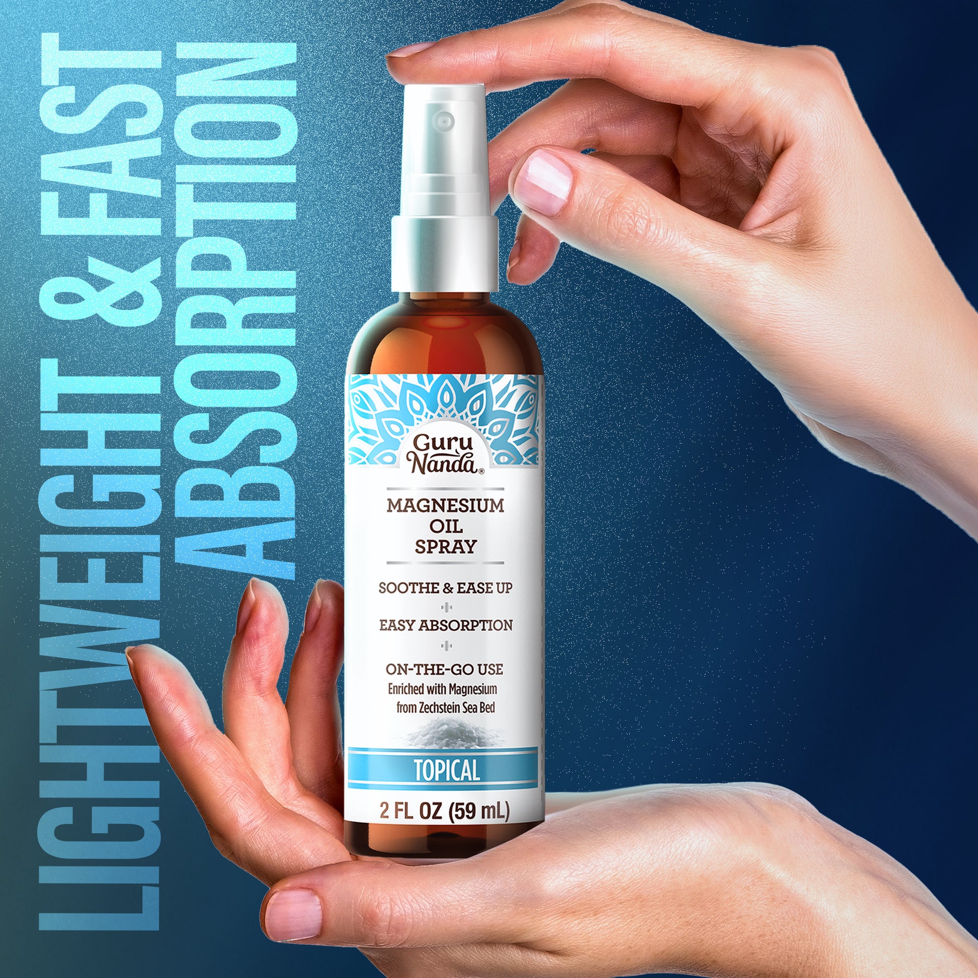 Magnesium Oil Spray for Muscle Relief & Soothing Aches - Quick Absorbing- 2Oz