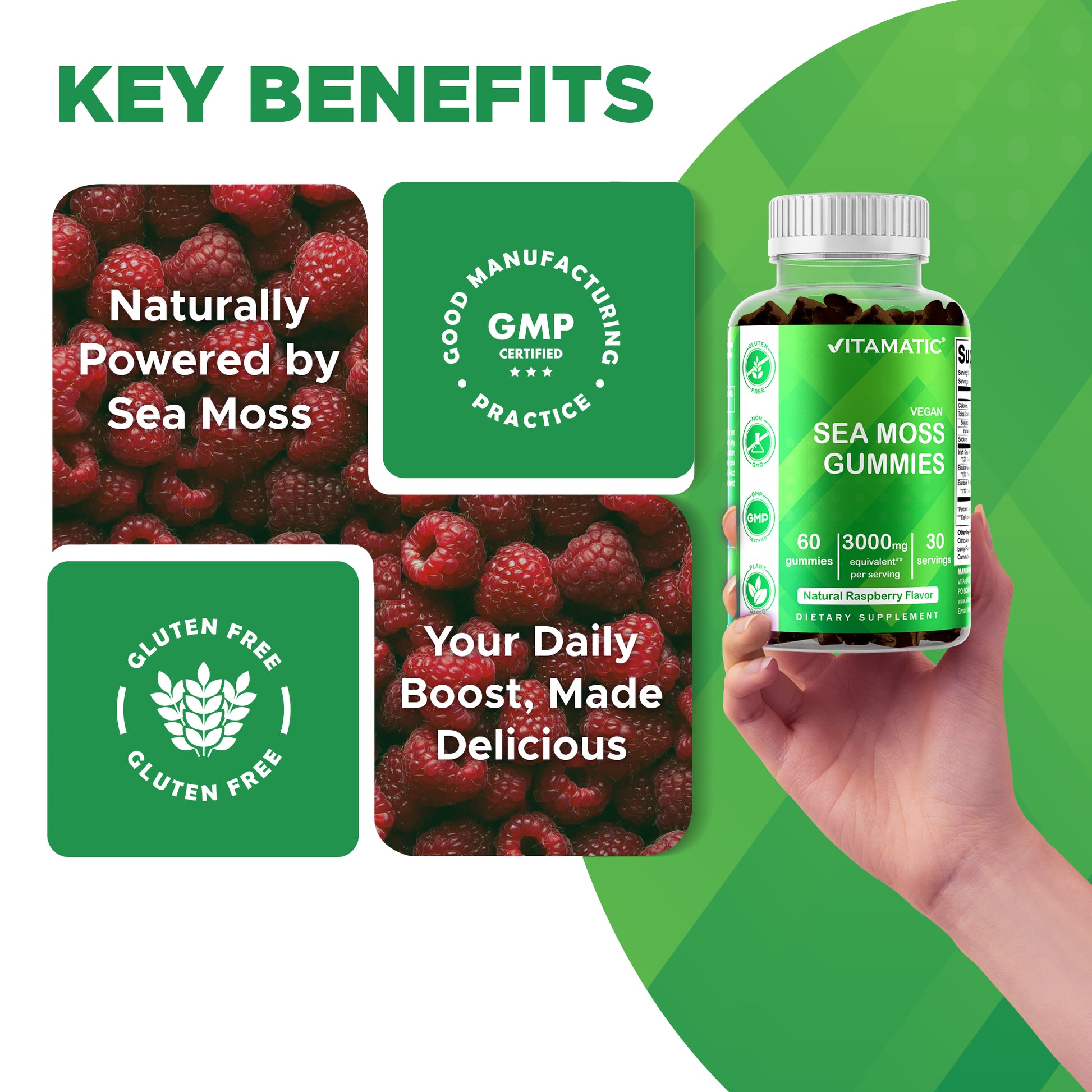 Irish Sea Moss Gummies - 3000 Mg - 60 Vegan Gummies - Made with Bladderwrack & Burdock Root - Seamoss Supplement for Thyroid, Energy, Immune Support