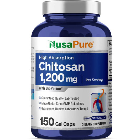 Chitosan 1200Mg, 150 Capsules - Non-Gmo, Soy Free, Dietary Supplement for Unisex Adult Health & Wellness
