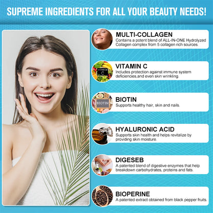 Multi-Collagen Capsules 5000Mg for Joints Hair Skin and Nails Healthy, 240 Capsules