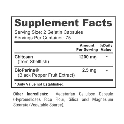 Chitosan 1200Mg, 150 Capsules - Non-Gmo, Soy Free, Dietary Supplement for Unisex Adult Health & Wellness