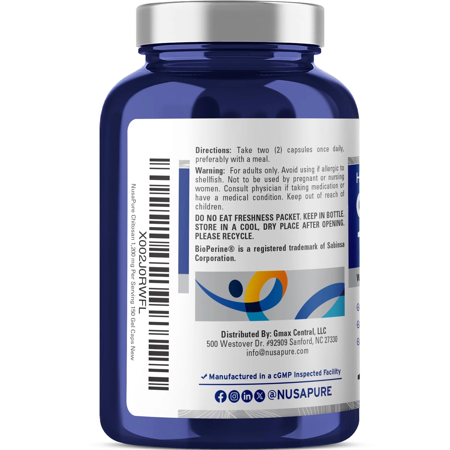 Chitosan 1200Mg, 150 Capsules - Non-Gmo, Soy Free, Dietary Supplement for Unisex Adult Health & Wellness